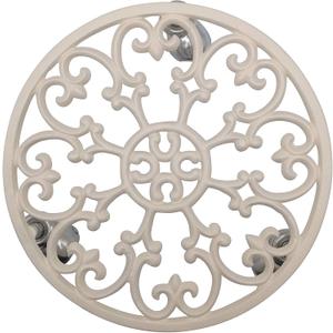 Comfy Hour 11.8" Heavy Duty Cast Iron Plant Stand with Wheels, Antique White Rolling Plant Caddy for Large Pots, Decorative Flower Pot Mover & Floor Protector for Indoor Outdoor Garden