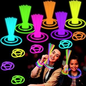 Glow Sticks Party Pack 8"-50, Light up Bracelets & Necklaces Accessories for Kids, Neon Glow in the Dark Christmas NYE Party Favor Supplies Decoration for Xmas Birthday Camping Wedding Dance Parade
