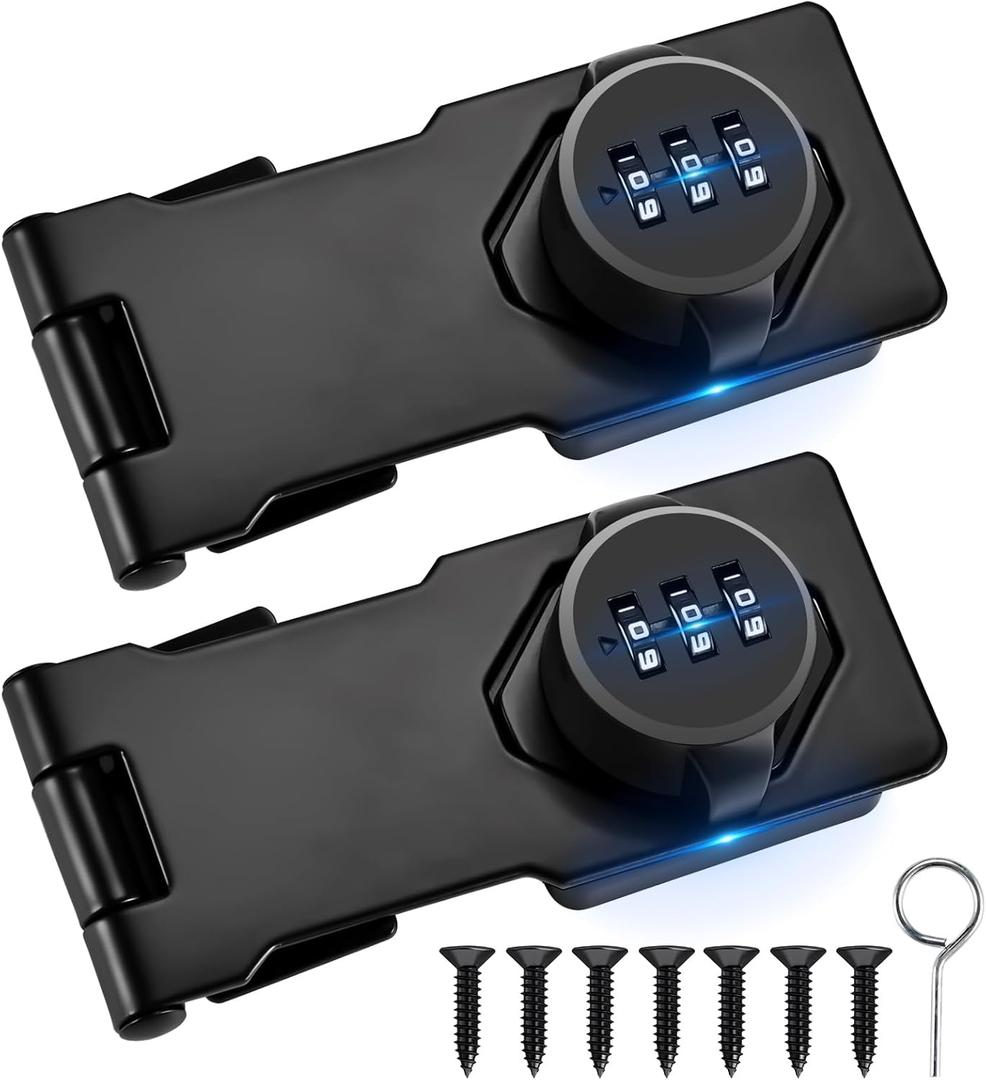2Pcs Combination Cabinet Locks for Baby Proofing - Keyless Closet Door Lock with Screws, 3-Digit Password Code Latches Hardware, Bolt Latch for Barn Door, Bathroom