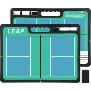 LEAP Coach Board Premium Tactical Clipboard Two Sides with Full & Half Court Dry Erase Marker Board for Basketball, Baseball, Soccer, Football, Hockey (Badminton / Pickelball)