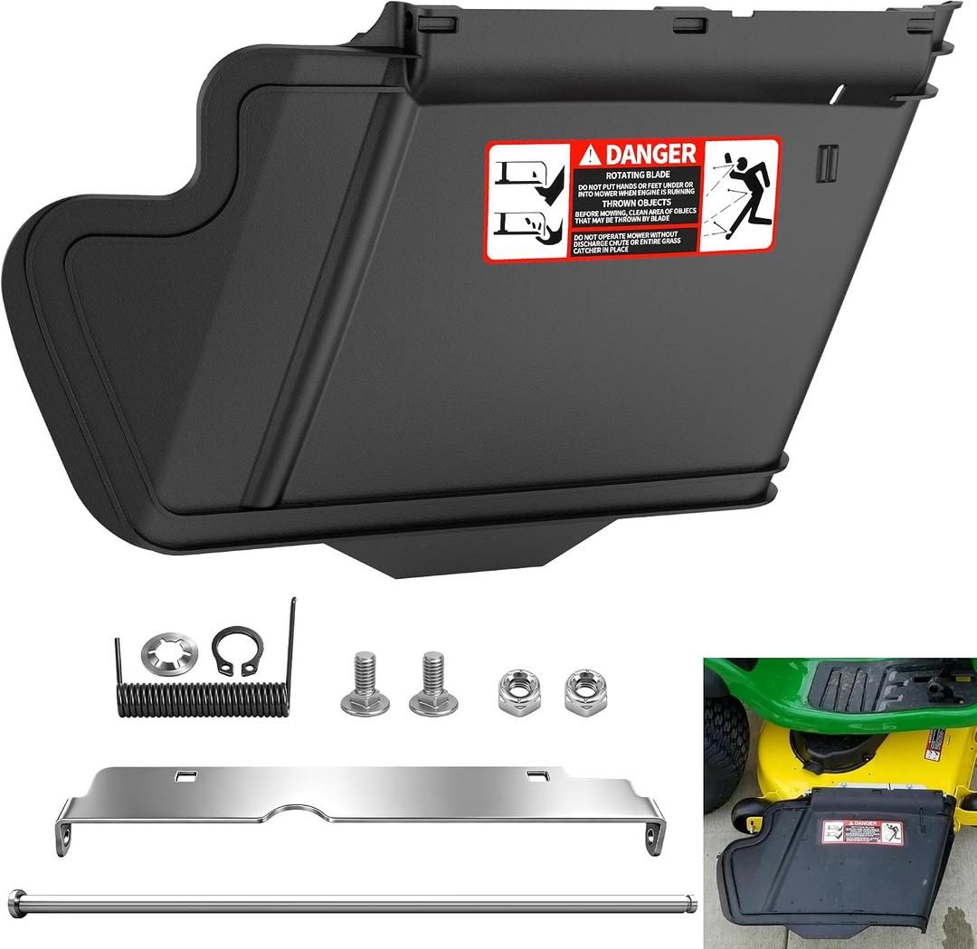 TCA16388 Discharge Chute Kit for Jo-hn Deere Lawn Tractors X300, X304, X320, Z355R, Z375R, GT225, GT235, GT235E, Replaces TCA16387 AM128245 M136526 - Complete Replacement Parts with Retaining Clip