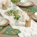 Artoid Mode White Soft Plush Faux Fur Jacquard Lucky Clover St. Patrick's Day Table Runner, Seasonal Spring Kitchen Dining Table Decoration for Home Party Decor 13x108 Inch