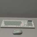 Wireless Keyboard and Mouse Combo, Full-Sized Wireless Keyboard and Adjustable DPI Mouse, 2.4GHz USB Receiver, Silent Keyboard and Mouse for PC, Windows, MAC, Desktop, Laptop (Avocado Green)