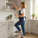 Sattiyrch Step Stool with Handle for Ederly,Sturdy and Lightweight Stool with Anti-Skid Platform, Easy Assembly, Safely Supports up to 350 Pounds with 9.5 Inch