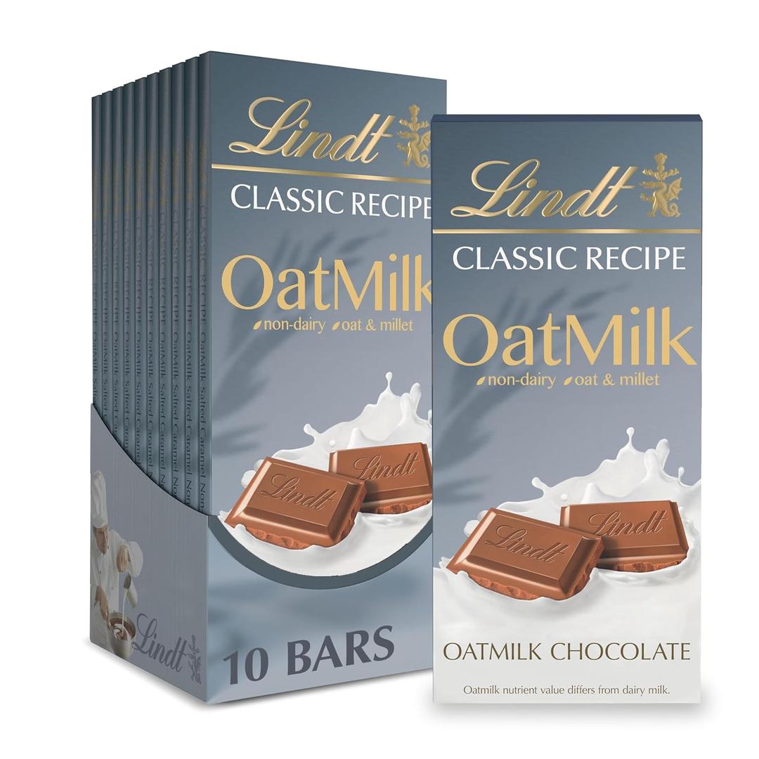 Lindt Classic Recipe Non-Dairy OatMilk Chocolate Candy Bar, 10 Pack, 3.5 oz.