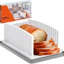 Kiss Core New Upgrade Bread Slicer for Homemade Bread, Bread Slicing Guide Adjustable Width, Foldable and Compact Cutting Guide with Crumb Tray, Suitability for Homemade Bread, Bagels, Cakes