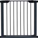 MidWest Homes for Pets 29-Inch High Walk-Thru Pressure Mounted Steel Dog Gate, Expands to 38 Inches Wide, Includes 3-inch Extensions, Textured Graphite