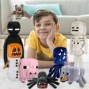 XSLWAN 8Pack Snow Golem Plush, Enderman Plush, Baby Wolf, Baby Pig, Spider, bat, Skeleton Shooter, Squid Stuffed Animals ToysGreat Gift for Children and Fans.