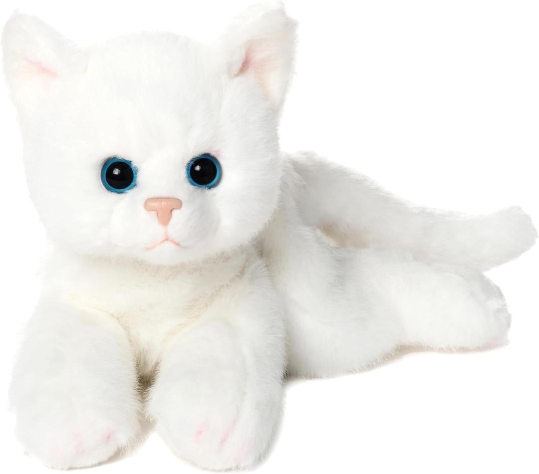 Bearington Lil' Muffin White Cat Stuffed Animal - 8" Adorable White Cat Plush Toy with Soft Fur and Lifelike Details - Cute and Cuddly Stuffed Kitten Plushy - Adorable Gift for Kids and Toddlers