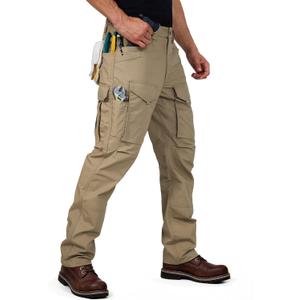 FREE SOLDIER Men's Cargo Pants,Tactical Pants for Men Stretch,Durable Ripstop EDC Work Pants for Hiking (34W x 30L, Brown)