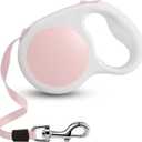 Pink Retractable Dog Leash 10 ft for Small and Medium Dogs and Cats, One Button Brake, Pause, Lock by LFCXHTY
