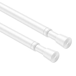 MEXAU 6PCS Small Tension Curtain Rod 27 to 38 Inch,Black Short Curtain Rods No Drilling,Loaded Expandable Spring Curtain Rods for Windows Kitchen,Closet,Cupboard,Door,Bookshelf