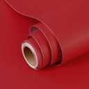 Red Peel and Stick Wallpaper A Set of 23.6”x 236” Matte Red Self-Adhesive Removable Contact Paper Solid Color Waterproof Vinyl Roll for Cabinets Furniture Renovation Bedroom Wall Covering