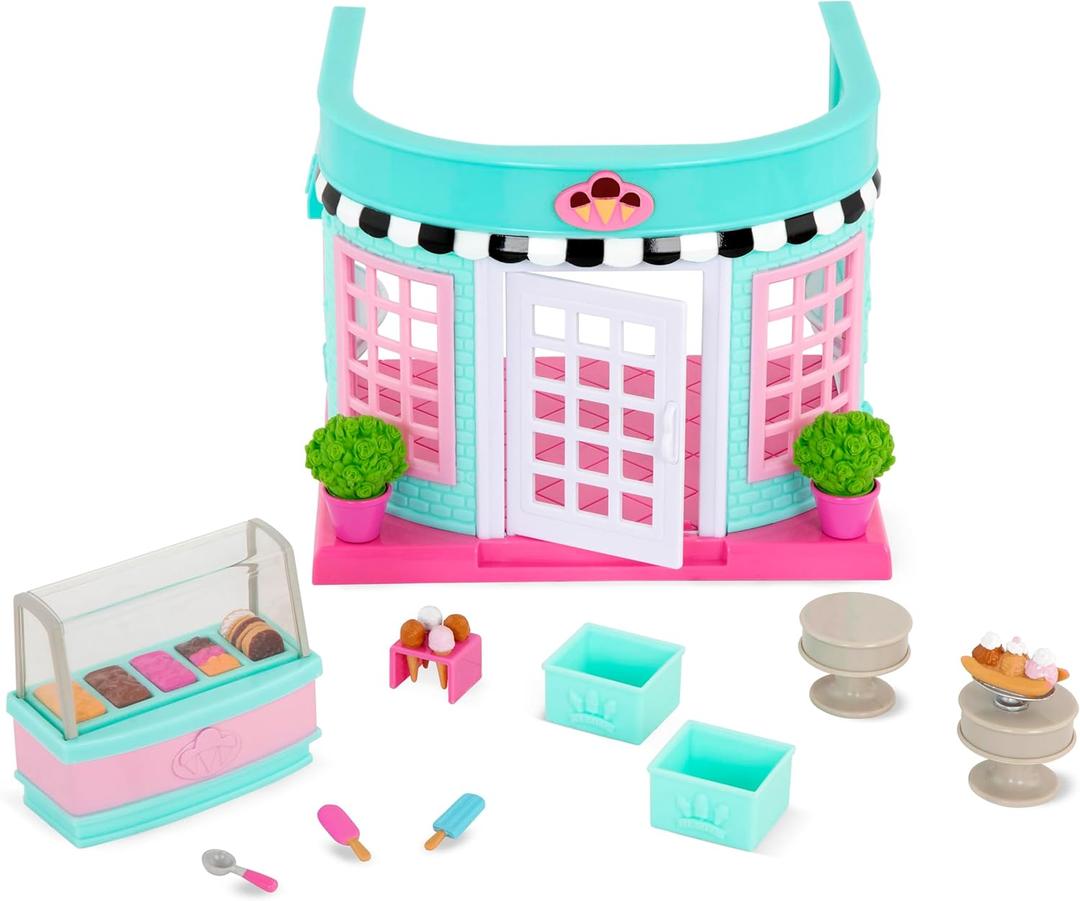 Li'l Woodzeez  Dollhouse Furniture Set with 26 Pieces  Living Room & Nursery Includes Sofa, Crib & Miniatures with 3 Posable Figures  Toddler Doll House Playset for Imaginative Play 3+ Years