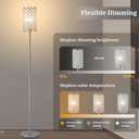 Crystal Floor Lamp with Remote Control, Smart Modern Silver Floor Lamps for Bedroom, Living Room, Crystal Standing Lamp Silver Home Dcor, LED Bulb Included
