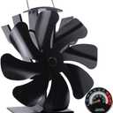 VODA Wood Stove Fan Heat Powered Fireplace Fans Non Electric, 8 Blades Heat Activated Thermal Fan for Wood Burning Stove/Pellet/Log Burner, w/Stove Accessories Thermometer