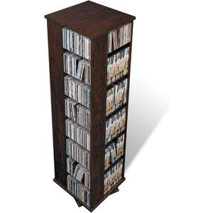 Prepac 4 Revolving Display Cabinet Media Storage, Large Four-Sided Spinning Tower, Espresso