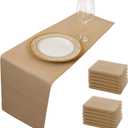 12 Pack Burlap Table Runners 12x108 Inch - Natural Jute Rustic Farmhouse Table Runner Decor for Western Wedding, Farmhouse Party, Holiday & Kitchen Dining Table (Brown, 12x108 12PC)