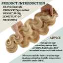 Remy Hair Extensions Strawberry Blonde to Bleach Blonde Tape ins Extensions 30grams/20pcs Soft Straight Fine Blonde Highlights Tape-in Remy Human Hair Pieces(#27/613, 16")