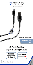 Zgear Metal Housing For Lightning Tip 10 Foot Braided Sync & Charge Cable