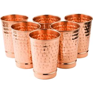 2 Activelife Hammered Design Pure Copper Tumbler Set of 6 |Drinking Water with Copper Cups |Copper Tumblers for Home, Office, Hotel, Travel, and Gifting - Each 11.8 US Fl Oz
