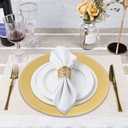 MAONAME 13" Gold Charger Plates Set of 50, Round Charger for Dinner Plates, Plate Chargers with Beaded Rim, Plastic Table Chargers for Wedding, Party, Large