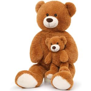 Muiteiur Giant 40" Teddy Bear - Cute Brown Stuffed Mom & Baby Bear Plush Toy - Great for Kids, Baby Showers, Parties (39 in, Brown-1)