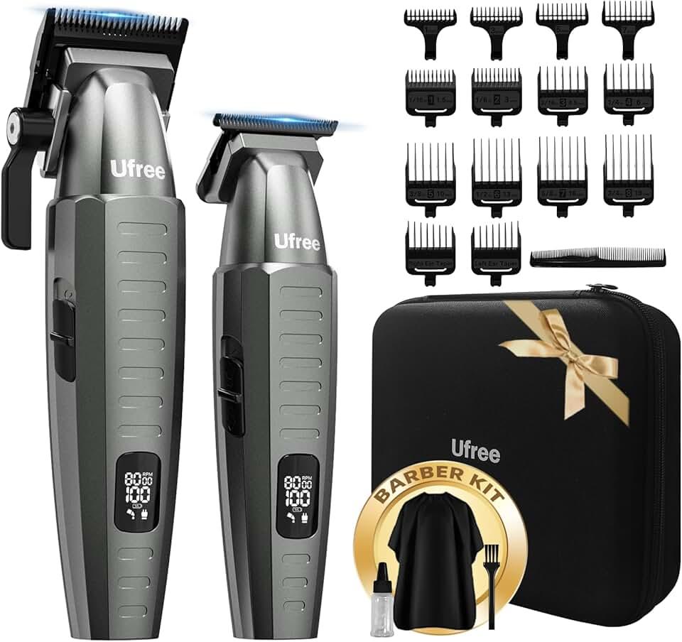 Ufree Professional Clippers and Trimmers Set, Cordless Hair Clippers for Men, Barber Clippers Set with Travel Case