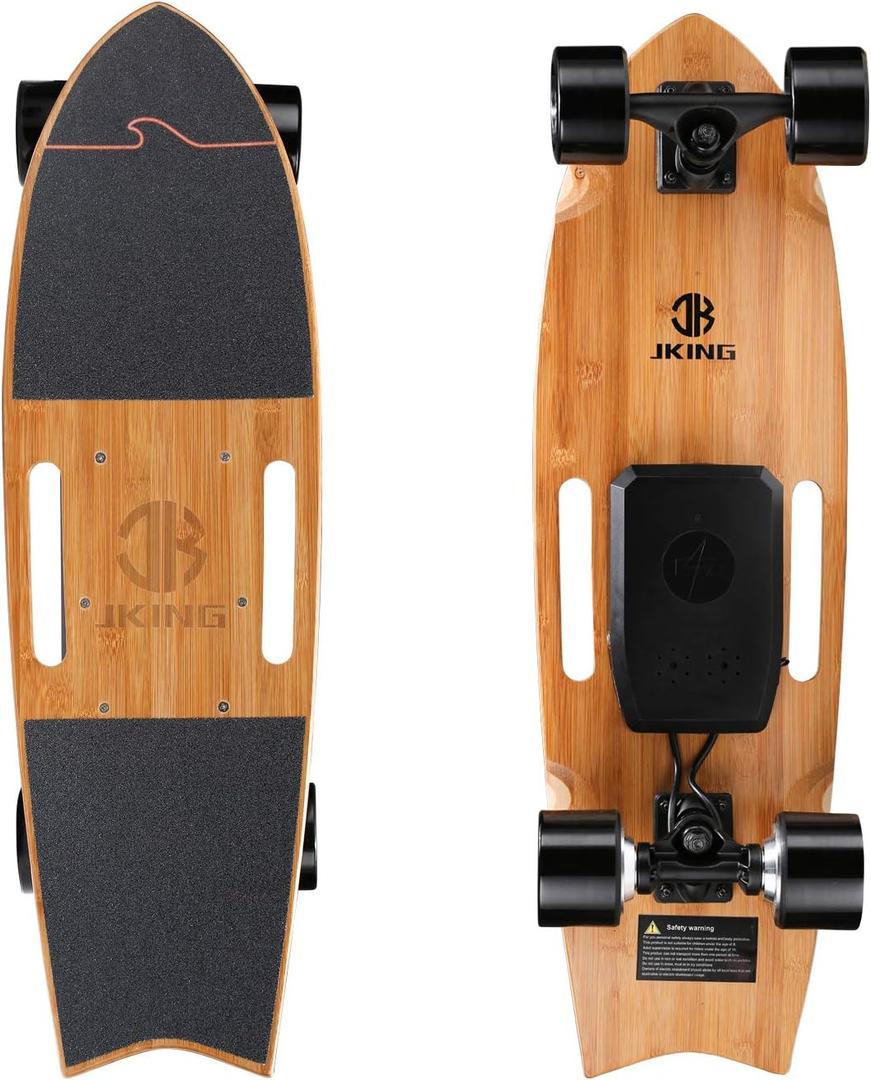 Jking Electric Skateboard Electric Longboard with Remote Control Electric Skateboard,700W Hub-Motor,16.7 MPH Top Speed,8.2 Miles Range,3 Speeds Adjustment