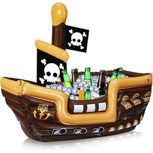 Zhanmai Inflatable Pirate Ship Drink Cooler Inflatable Serving Bar Food Container for Spooky Christmas Creepy Horror Xmas Pirate Birthday Party Favor Supplies Decorations(Bright Colors,Fun)