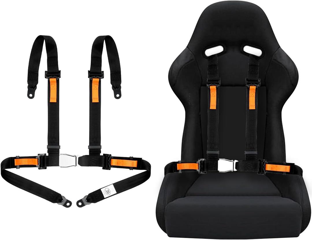 Yakitoko Universal 4 point Safety Harness Set 2inch Fits Go Kart,UTV,ATV,Racing Black