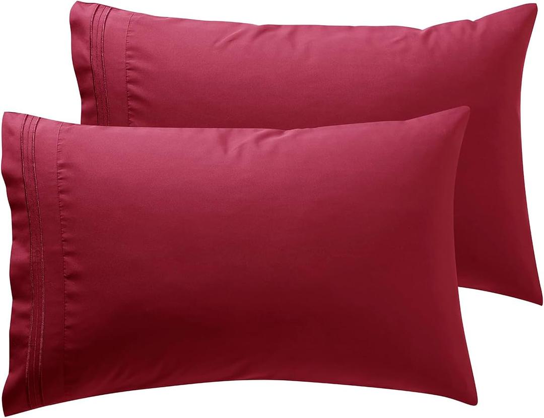 Nestl Burgundy King Pillow Cases 2 Soft King Size Pillow Case, 1800 Brushed Microfiber Pillowcases, Envelope Closure Pillowcase, King Pillow Covers, King Size Pillow Cases Set of 2, 20x40 Inches