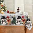 Horaldaily Christmas Tablecloth 6084 Inch Rectangular, Gingerbread Man Tree Snowman Light Wood Washable Table Cover for Party Picnic Dinner Decor