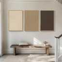 Large 3D Textured Framed Boho Neutral Abstract Wall Art for Living Room, 3 Piece Modern Artwork for Walls, Minimalist Beige Brown Tan Geometric Paintings for Hallway, Stair, Office Wall Decor 24x36 In, 24"W x 36"H x 3Pcs