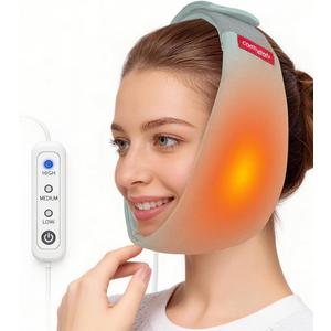 Face Heating Pad for TMJ Pain Relief, USB Heated Wrap for Jaw, Wisdom Teeth Recovery, 3 Adjustable Heat Settings, Reducing Symptoms of Jaw Clicking, Relaxing Face Muscles (Non-Rechargeable) (Blue-gray)