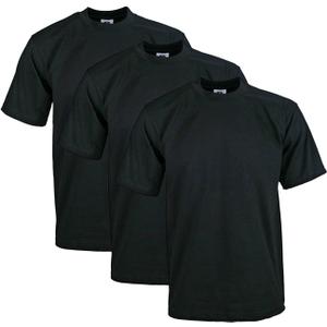 Pro Club Men's 3-Pack Heavyweight Cotton Short Sleeve Crew Neck T-Shirt (4X-Large Tall, Black)