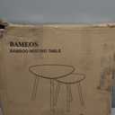 BAMEOS Bamboo Nesting Triangle End Table,Set of 2 Coffee Table Modern Minimalist Side Table for Living Room, Balcony in White & Grey