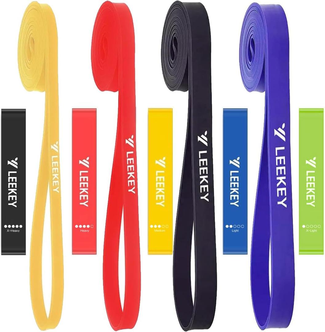 LEEKEY Resistance Bands Set for Pull-Up Assistance & Full-Body Training, Multi-Level Exercise Bands with Bag for Home Workouts, Physical Therapy, Strength Training (Men/Women) (5-85LBS COLOR+Mini Bands)