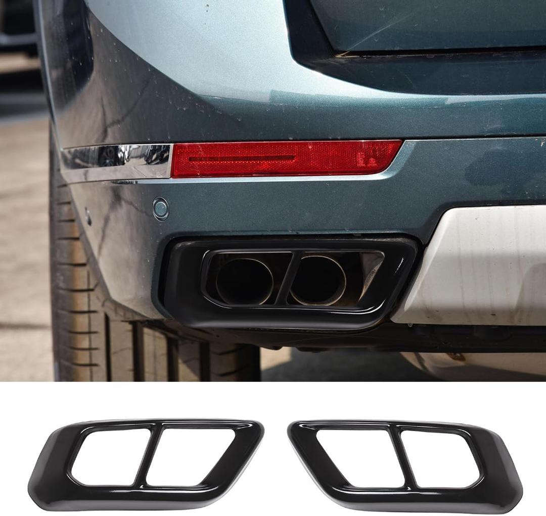 Stainless Steel Exterior Accessories Exhaust Muffler Tail Pipe Trim Cover For BMW X5 G05 X7 G07 2019-2024 Auto Pipe Throat Exhaust Outputs,Tail Throat Vent Decorative Accessories (Style A, Black)