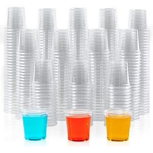 Lilymicky 1000 PACK 1 oz Plastic Shot Glasses, 1 Ounce Clear Disposable Party Cups for Vodka, Whiskey, Tequila, Mini Plastic Containers for Sauce, and Sample Tasting