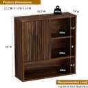 Farmhouse Bathroom Wall Cabinet Fluted,Medicine Cabinet Over The Toilet Storage Cabinet with Adjustable Shelf, Wood Wall Mounted Storage Cabinet Organizer 23.2Wx24Hx7.6D (Dark Walnut, Medium)