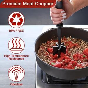 2 x 2Pcs Meat Chopper and Masher - Ground Beef Hamburger Smasher, Plastic Spatula, Kitchen Separator Tool for Food, Potato, Bean - Silicone Chop and Stir, Meat Dicer