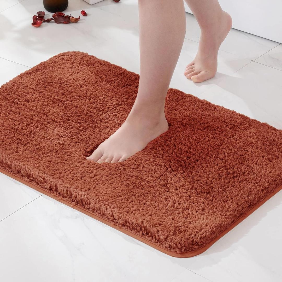 MIULEE Rust Bathroom Rugs, Soft Large Absorbent Microfiber Bath Rugs Non Slip Quick Dry Fluffy Bath Mats for Bathroom Floor Tub Showers, Machine Washable, 24x36 Inch