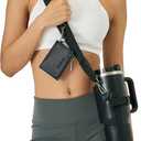 Premium Water Bottle Carrier Bag for Stanley 40oz & Simple Modern 40oz - PU Leather Water Bottle Holder with Adjustable Strap - Includes Card Holder & Keyring for Stanley Cup Accessories (Black)