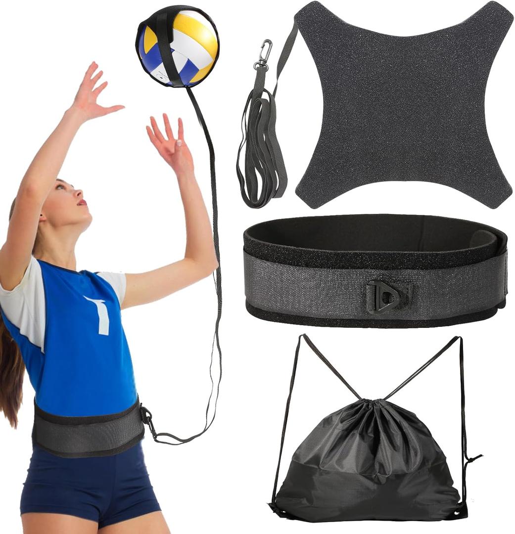 Davllin Volleyball Training Equipment Aid,Premium Volleyball Rebounder Trainer Kit,Solo Practice Trainer for Serving Setting Spiking and Arm Swing,Volleyball Gifts for Teen Girls & Boys (Black)