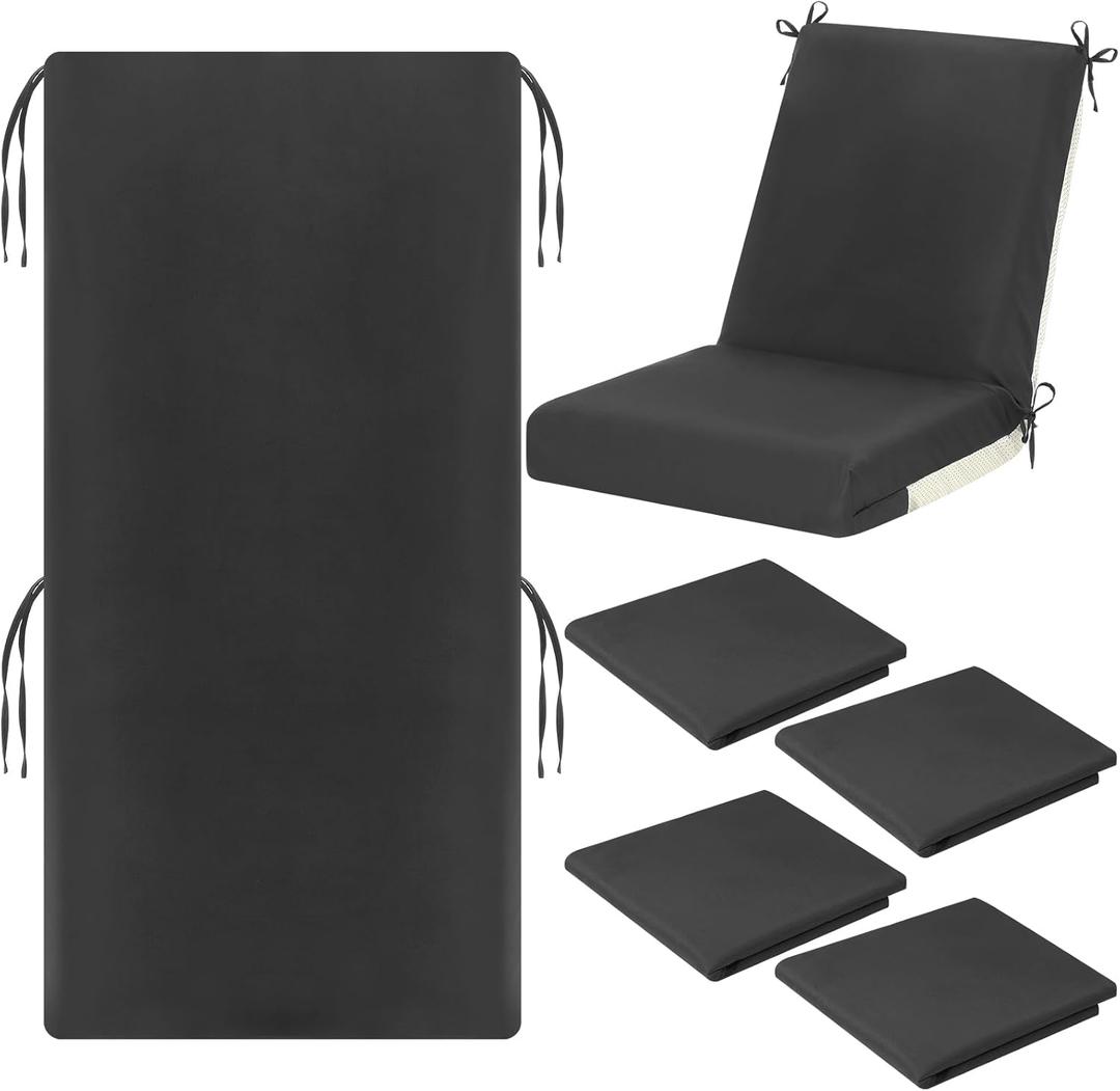 Tudomro 4 Pcs Outdoor High Back Chair Cushion Covers (Not Includes Cushion) Waterproof Patio Replacement Rocking Chair Slipcover Seat Pad Cover with Tie for Furniture (Dark Gray,44'' X 21'')
