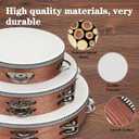 Wooden Hand Held Percussion Tambourine with Storage Bag - 6+8+10 Inches, Ideal for Church, Wedding, Party, Dance, Photo Shoot