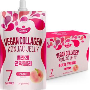 Vegan Collagen Konjac Jelly (Peach Flavor) 120g x 10 Packs  Low-Calorie Fruit Gel Snack, Gluten-Free, Plant-Based, 7 kcal per Pouch
