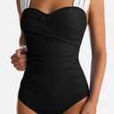 Womens One Piece Swimsuits Tummy Control Bathing Suits Modest Full Coverage Swimsuit Wide Straps Swimwear (40 DD, Black)