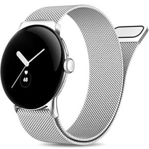 JKD Bands Compatible with Google Pixel Watch Band Women Men, Soft Stainless Steel Metal Mesh Loop Strap Wristband for Google Pixel Watch/ Pixel 2 Watch, Silver